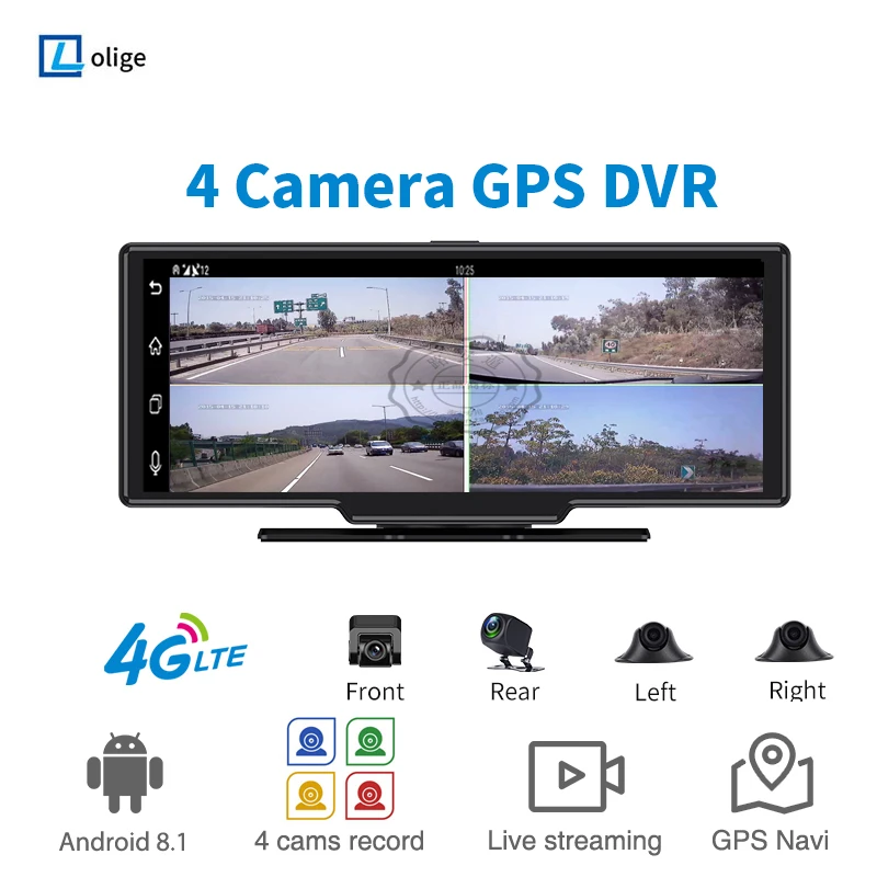 

4 Channel Panoramic Car DVR Rear View Mirror Camera Recorder 4G Android 8.1 2GB RAM 32GB ROM WIFI BT GPS Navigation dash cam