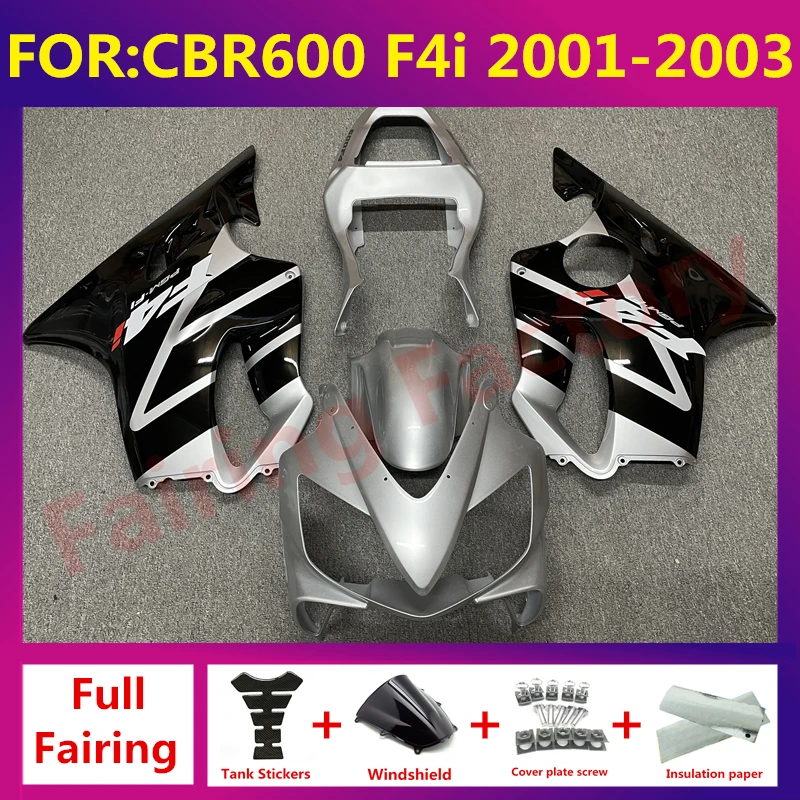 

NEW ABS Motorcycle full Fairing kit fit For CBR 600 CBR600 CBR600F F4i fs 2001 2002 2003 Bodywork fairings Kits set black silver