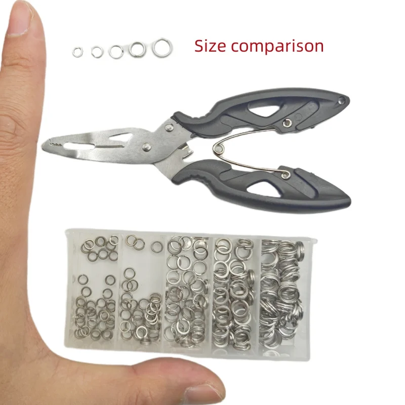 Stainless Steel Split Rings 100/200 High-Strength Bait Connectors with Fishing Pliers