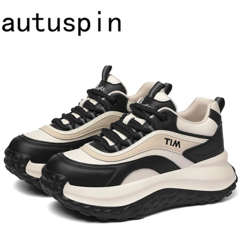 

AUTUSPIN 7cm Thick Platform Women Shoes Retro Quality High Brand Comfy Ladies Sneakers Outdoor Leisure Female Vulcanize Shoe