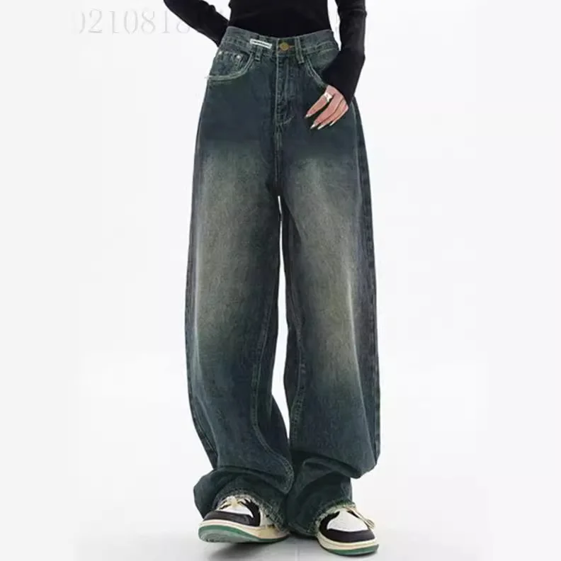 Jeans Full Length Denim Pants Women Wide Leg Jean High Waist