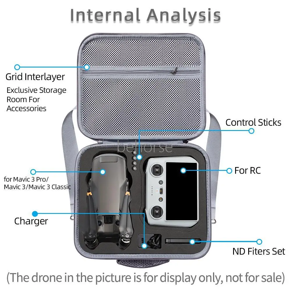Mallette rigide pour DJI Mavic 3 Pro, Mavic 3, ouverte montrant l'intérieur organisé.