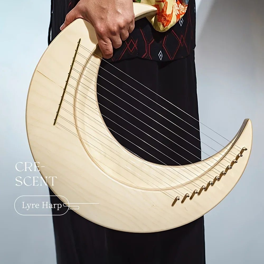 Moon Lyre-Professional Portable Finger Harp with 11/15 Notes, C/G Tuning, Maple & Elm Wood, Ideal for Beginners and Pros