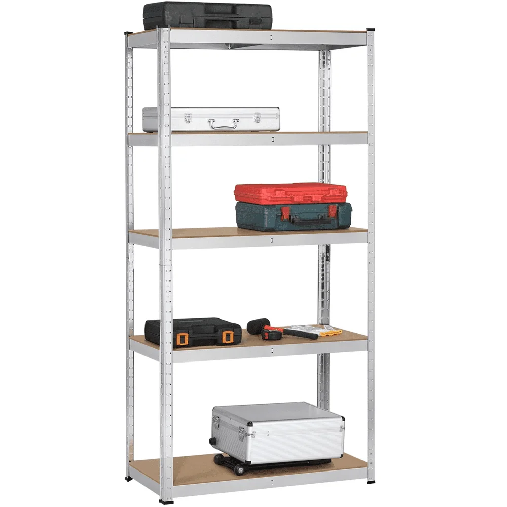 5 Shelf Boltless Adjustable Steel Storage Shelf Unit Silver Adjustable Metal MDF Storage for Garage Warehouse 3