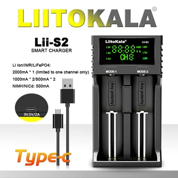 Caricabatterie multicompatibile LiitoKala Lii-S2 - Supporta batterie agli ioni di litio AA, AAA, 18650, 26650