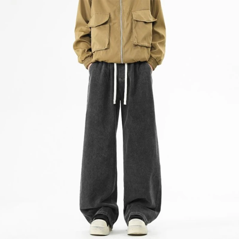 The autumn new American men's wide leg jeans feature loose retro straight leg pants, with a casual and fashionable high street 5