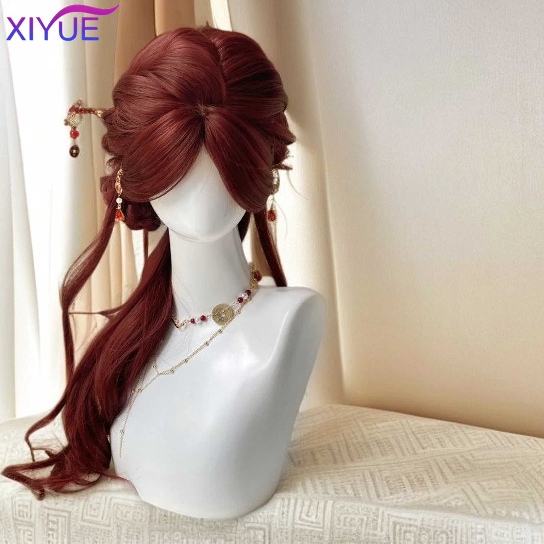 Red Synthetic Wigs Long Body Wavy Wig Natural Hairline Daily Red Hair Heat Resistant Fiber Smooth Party Cosplay Wig
