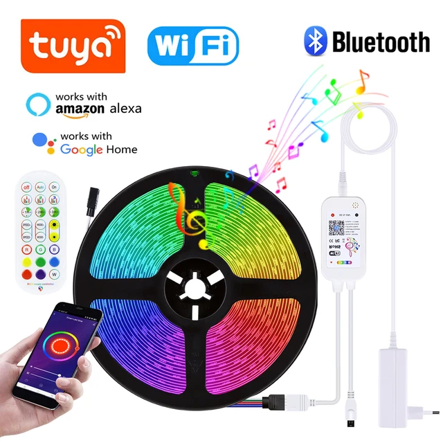 5m 10m 15m 20m Bluetooth-Steuerung RGB LED-Band Band Smart Home Wifi Fernbedienung  LED-Streifen Lichter für Tuya Alexa Google Assistant - AliExpress