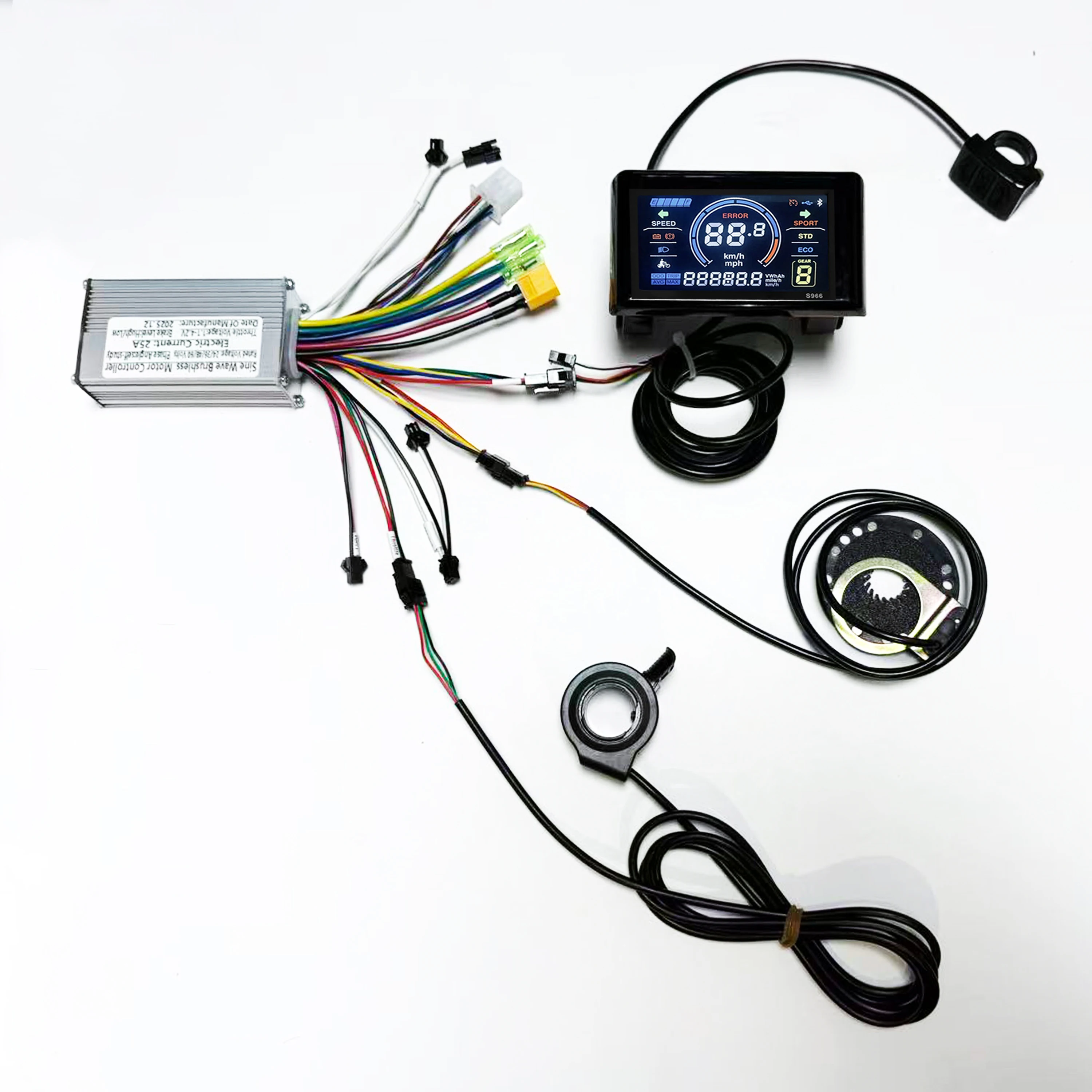 Sine Wave Controller With S966（sw900）LCD Display 24V 36V 48V 350W 500W 25A Ebike
