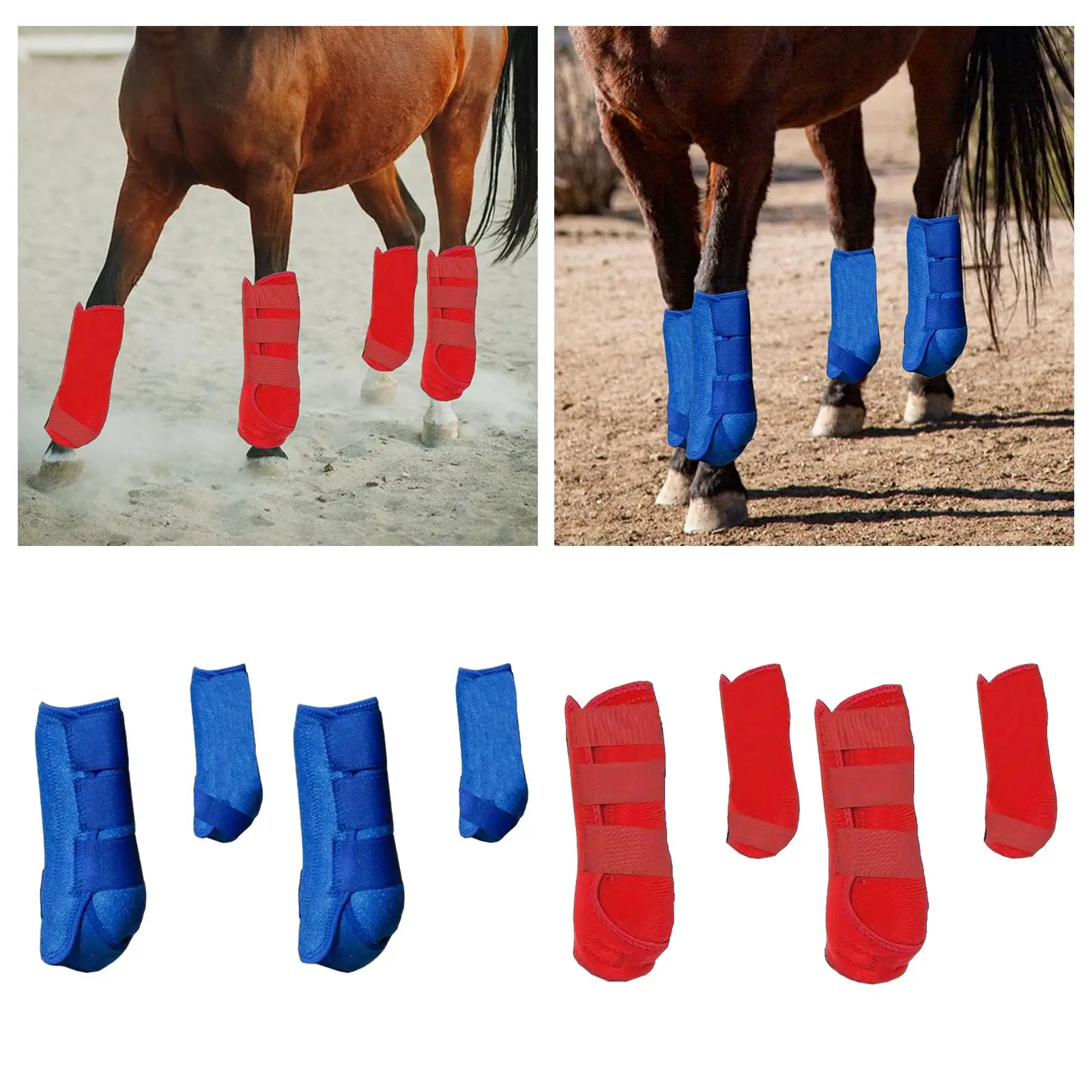 4x Horse Boots Leg Wraps Shockproof Professional Tendon Protector Multifunction Adjustable Leg Protective Guard for Jumping