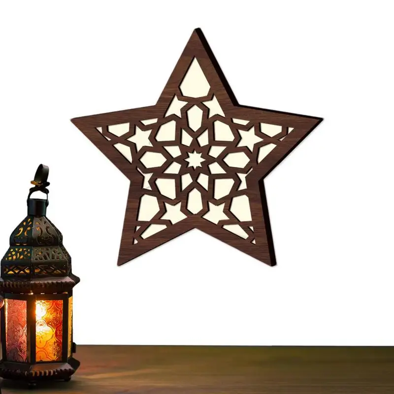 

Eid Ornaments Self-Adhesive Wooden Lights For Eid Decorations Festive Party Supplies LED Night Light For Eid Outdoor Lights