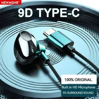 Type C Headphones HiFi Bass Stereo Volume Control Headset With HD Mic 3.5mm Wired Earbuds For iPhone15/Samsung Galaxy Earphone 2