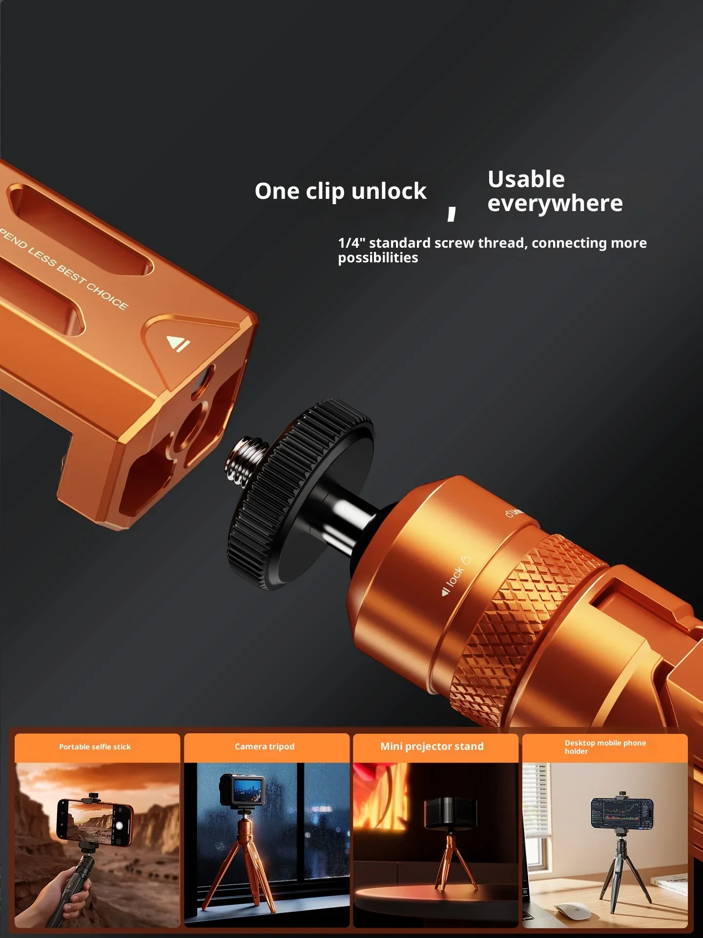 E10 Phone Mini Tripod Aluminium Smartphone Stand with - Image 6