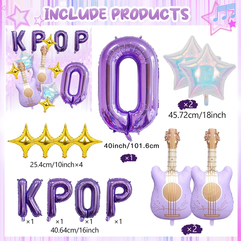 Vibrant Purple Music-Themed Party Decorations Set