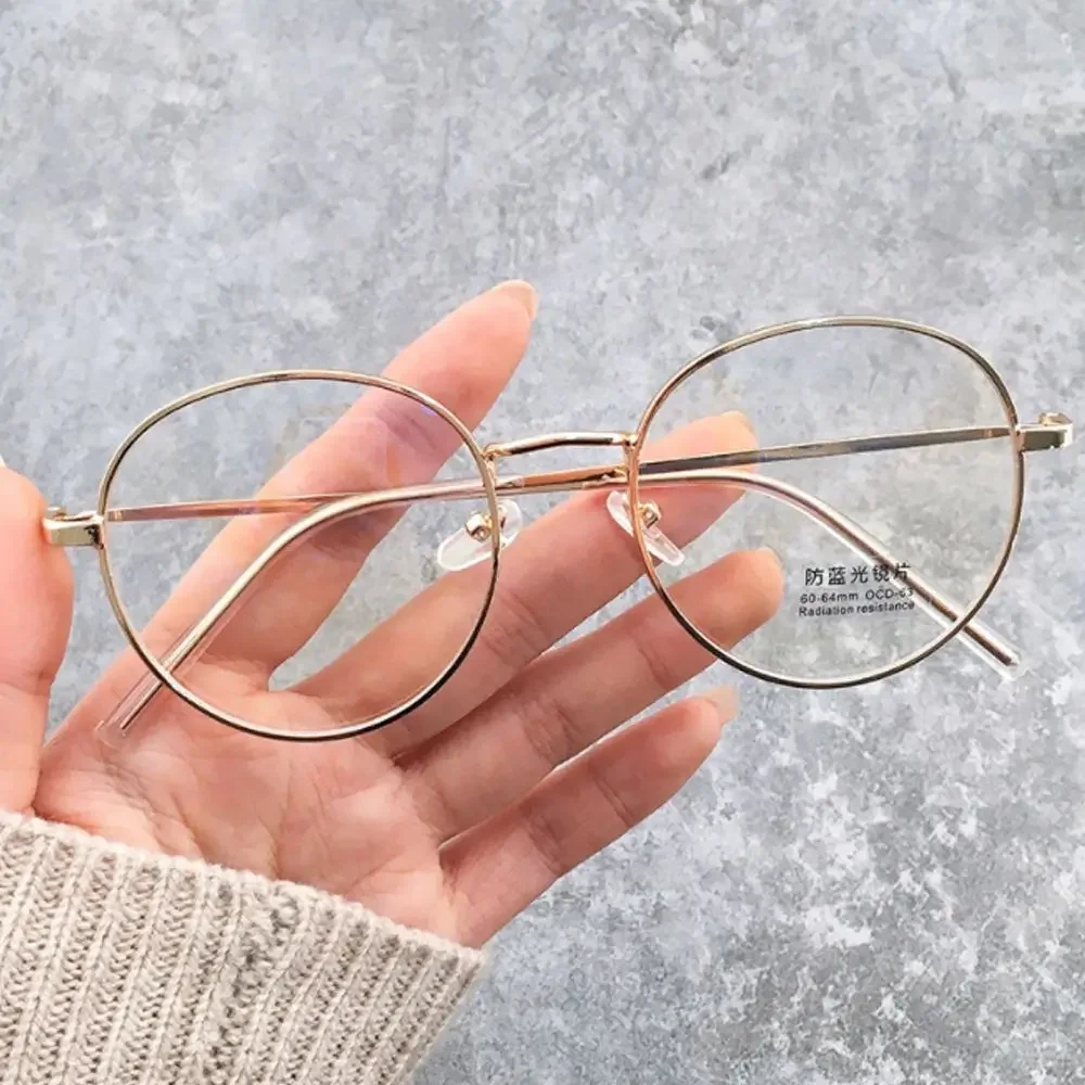 Vintage Anti-Blue Light Oval Metal Frame Designer Glasses