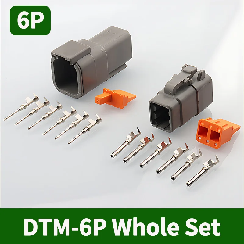 5/20/100 Sets 6 Pin Way Deutsch DTM04-6P DTM06-6S Waterproof Electrical Wire Connector 16-22AWG DTM Series Connector Male Female electrical connector