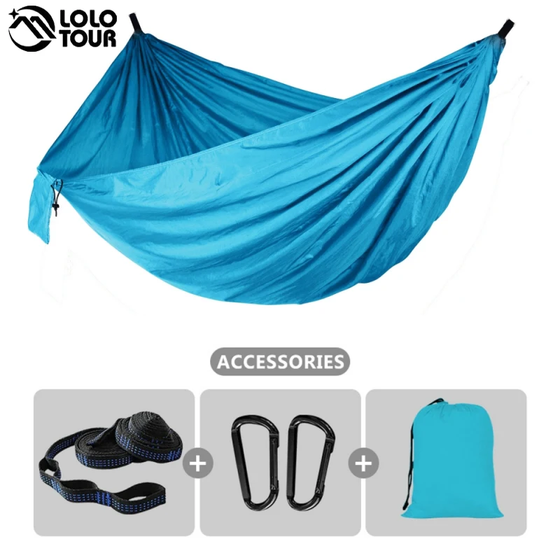 

1-2 Person Parachute Camping Hammock Travel Hanging Sleeping Bed For Outdoor Indoor Backpacking Beach Backyard Patio Hiking