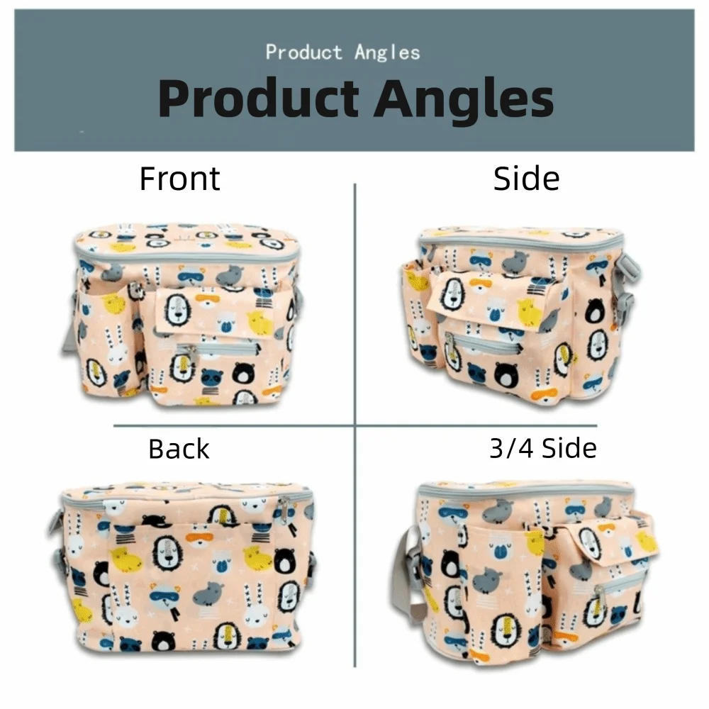 Oxford Cloth Baby Stroller Bag Printed Cartoon Multi-functional Diaper Bag Large Capacity Storage Basket Pushchair Use