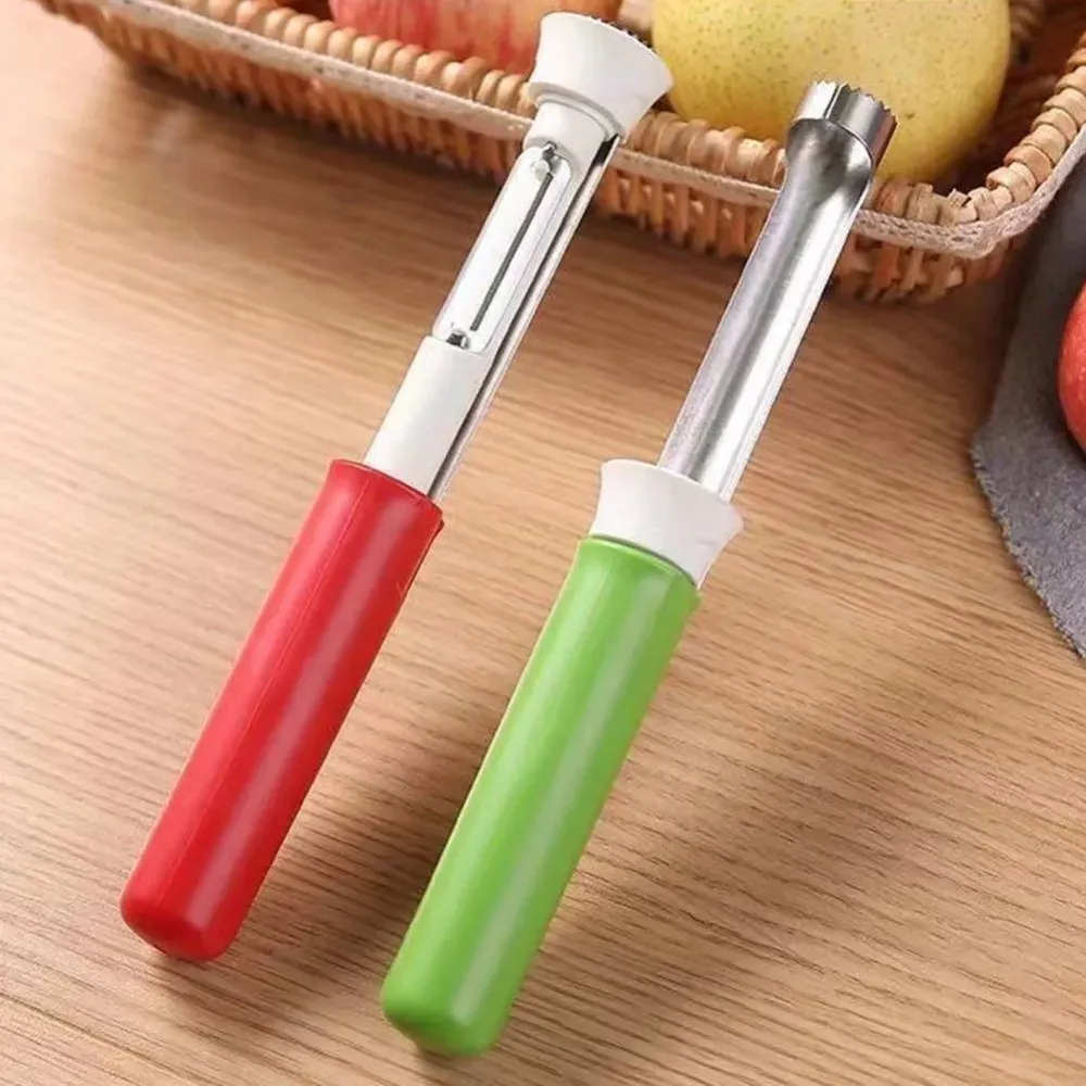 2 in 1 Fruit Core Remover Stainless Steel Rust-proof Fruit Peeler Anti Slip Handle Anticorrosive Fruit Pitter Pear