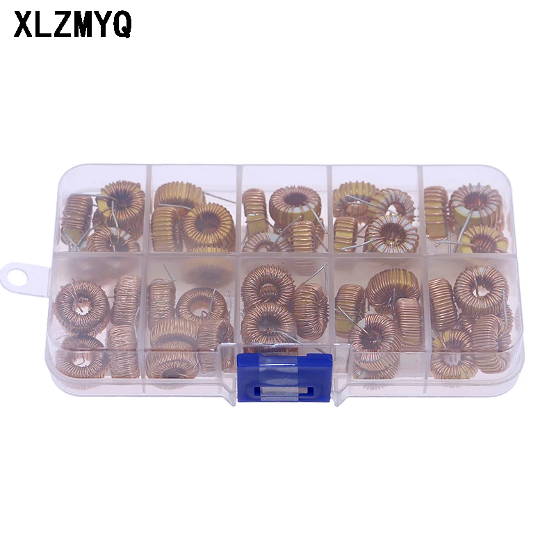 50pcs/Box Toroid Core Inductor Assortment Kit Wire Wind Wound 10uH 22uH 33uH 47uH 68uH 100uH 220uH 330uH 470uH Inductors 10pcs toroid core inductors 44125 winding magnetic inductance 5a 2 5a 3a 4a 22uh 33uh 47uh 100uh 220uh 330uh 470uh inductor