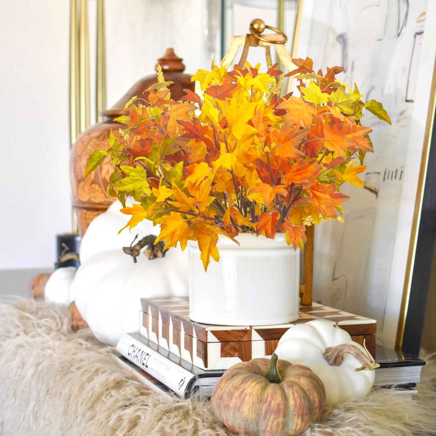 Künstliche Ahornblätter, Blumenarrangement, Herbst, Thanksgiving, Ernte, Dekoration, Zuhause, Party, Halloween, Hochzeit, Mittelstücke, Dekoration – Detail 17