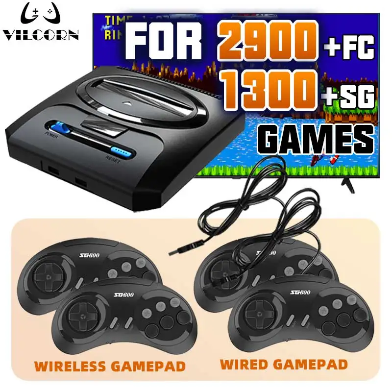 Segas-MD 비디오 게임 콘솔, 세가 메가 드라이브 제네시스 FC 덴디 콘솔, 지지대 HDMI 출력 레트로 게임기, 16 비트