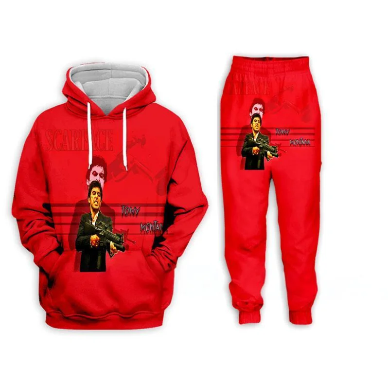 Autumn Movie Scarface 3D Printed Hoodie Suit Men Sweatshirts Sweatpants Casual Fashion Two Piece Tracksuit Set Men's Clothing 6