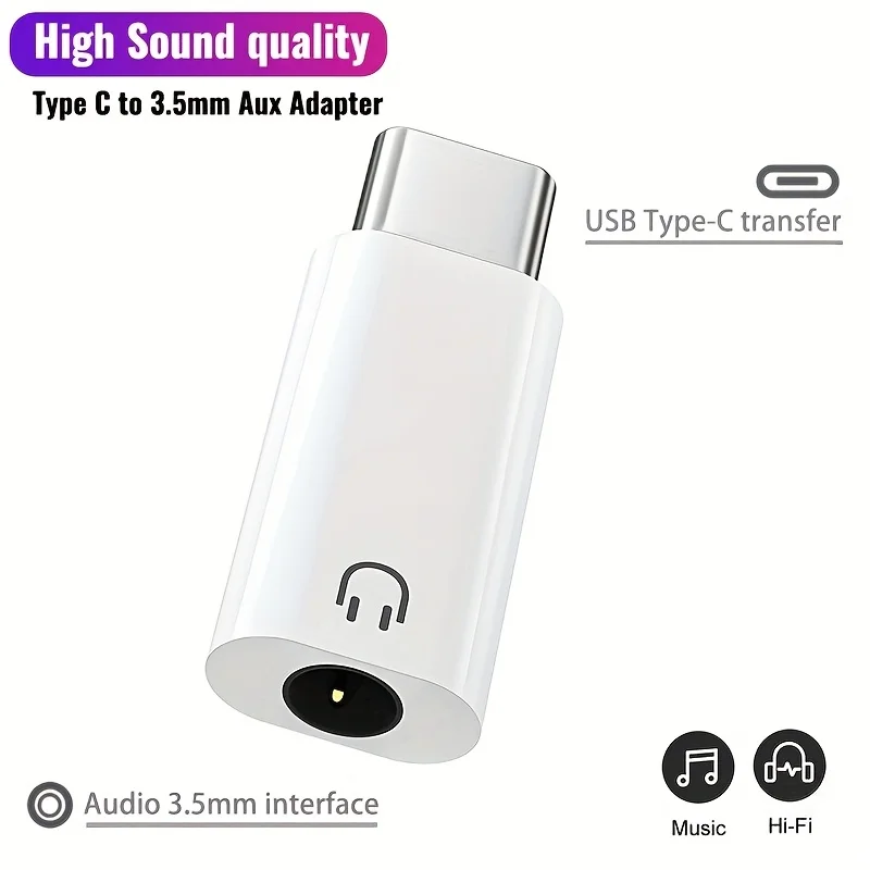 Universal Type-C to 3.5mm Audio Adapter with Microphone Functionality