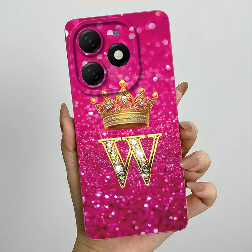 Crown Letter Silicone Soft Phone Case with Camera Protection and Back Cover Bumper