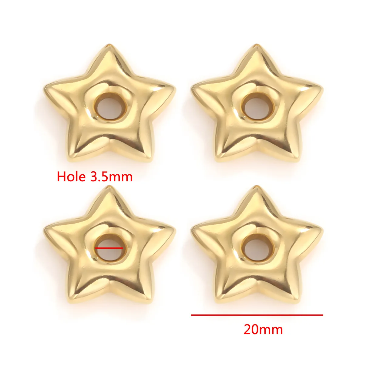 Stainless Steel Love Five-pointed Star Big Hole Hexagonal Separator Bead Titanium Steel DIY Jewelry Necklace 7