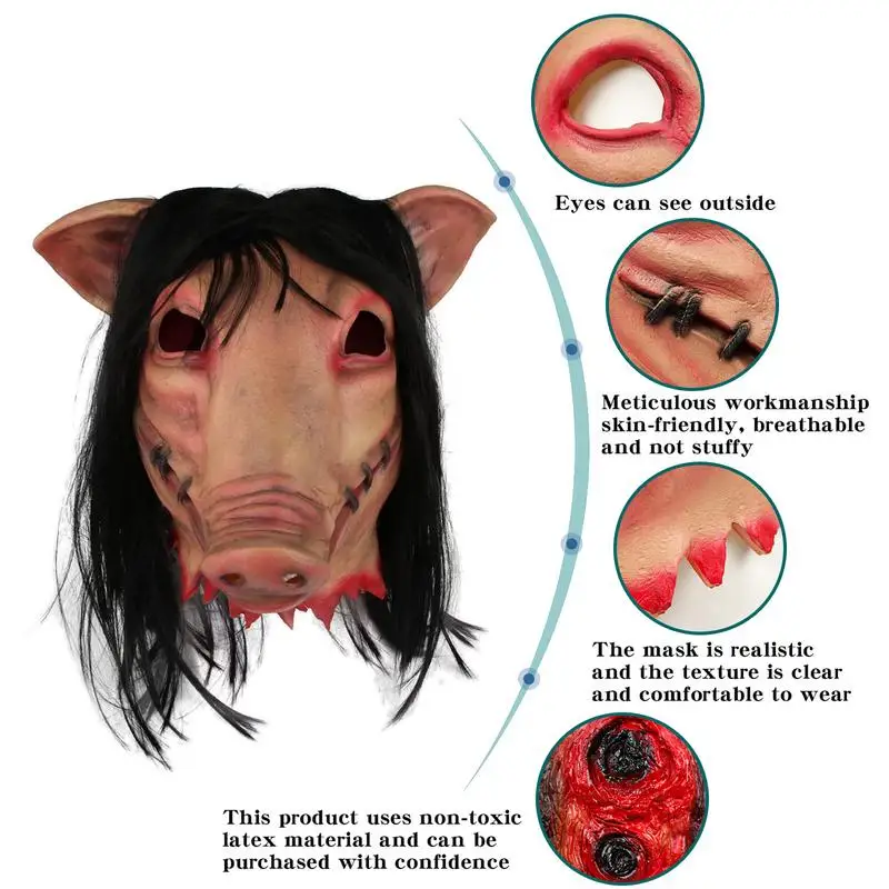 Halloween Spaventoso Porky Pig Costume Maschera Decorativa Testa Di Animale Rave Costume Cosplay Accessori Maschere Paurose Beadlink Spaventoso