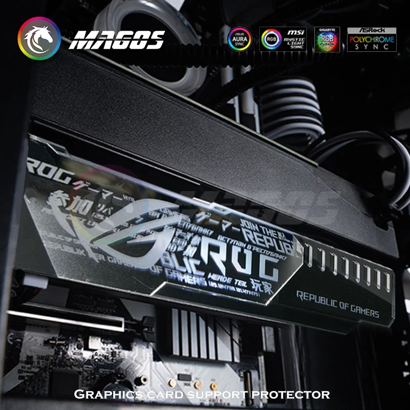 Support GPU miroir avec support de carte, surface des minutes, ROG gelée ARTITAMD NVIDIA Logo Brand Belief M/B 5V SYNC