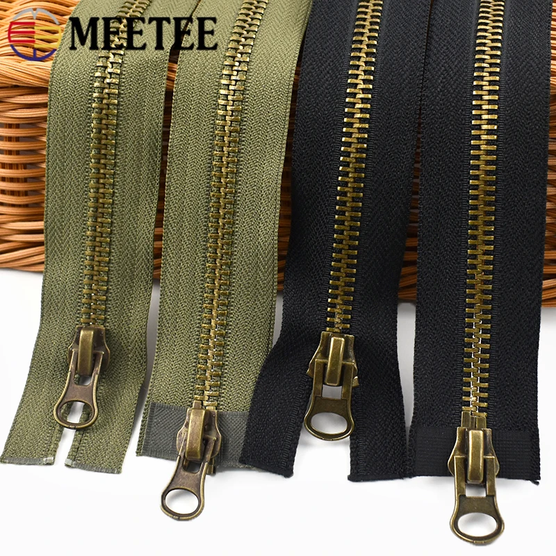 1개 미티 8 12-120cm 오픈/클로즈 엔드 메탈 지퍼 더블 슬라이더 다운 코트 재킷 교체용 지퍼 수리 키트 재봉 액세서리