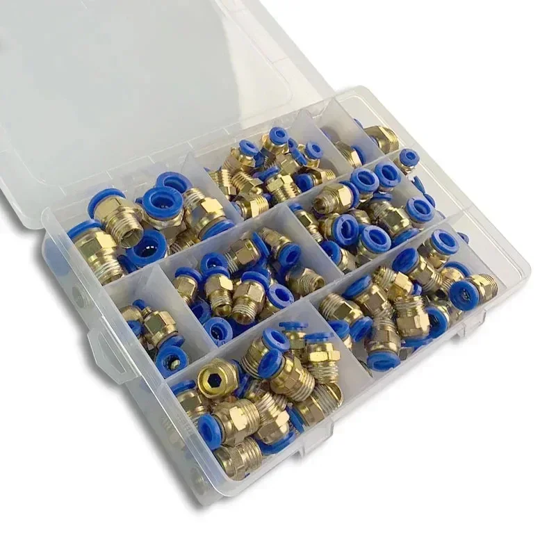 134PCS Pneumatic Air Connector Fitting PC 4mm 6mm 8mm 10mm 12mm Thread 1/4" 1/8" 3/8" 1/2" Hose Fittings Pipe Quick Connectors