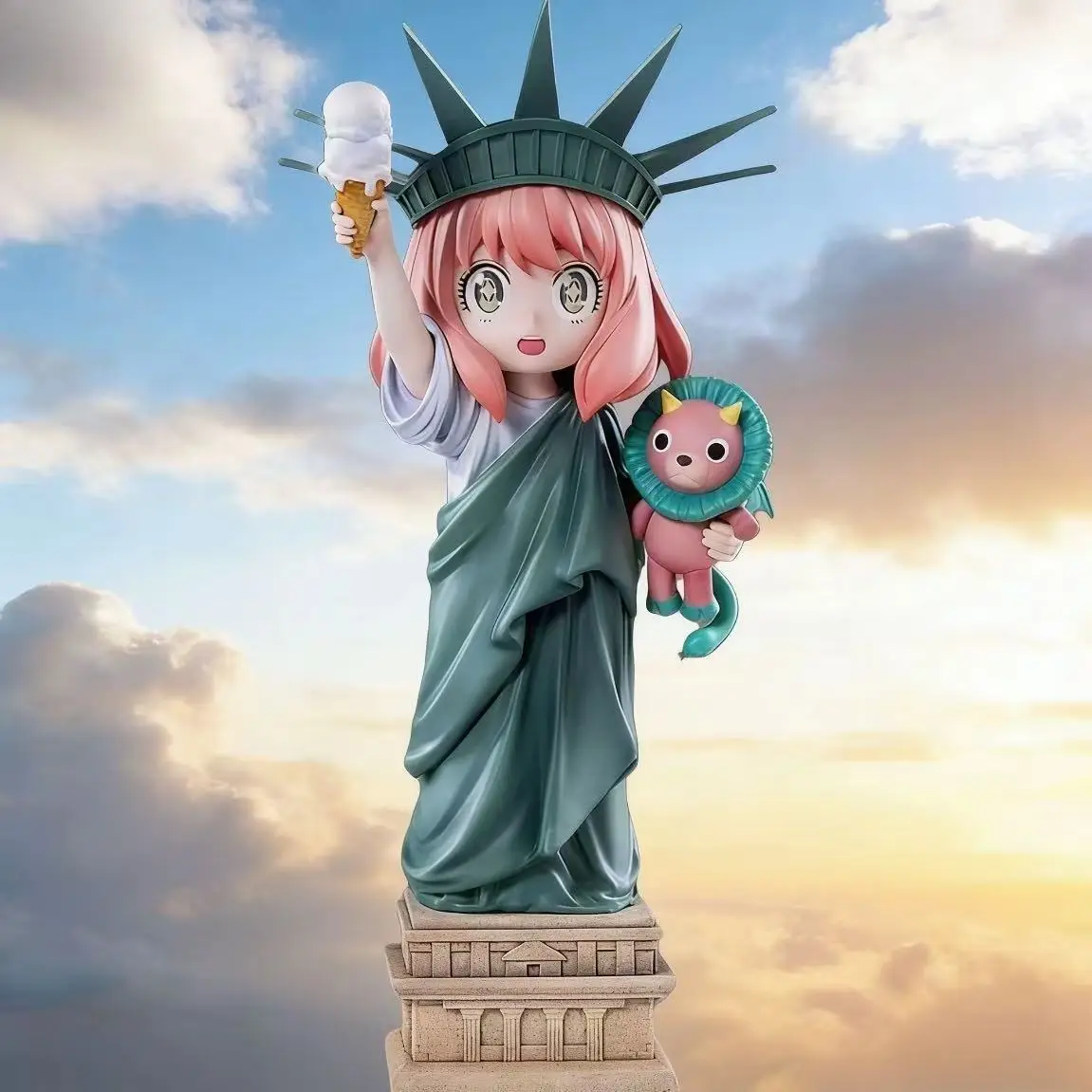 19 cm Spy×Family Anya Forger Freiheitsstatue Anime-Mädchen Actionfigur Modellstatue Sammlung Desktop-Dekoration Ornament Spielzeug