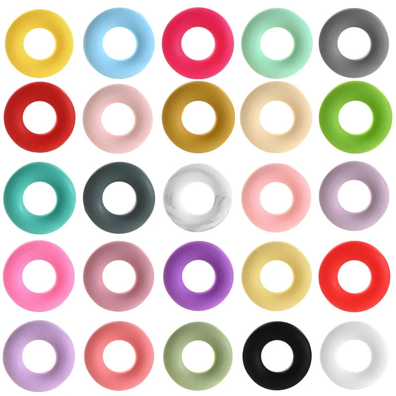 10Pcs 43mm Silicone Ring Beads Food Grade Teether Chew Ring For Jewelry Making Bracelets Pacifier Chain Beads Accessories