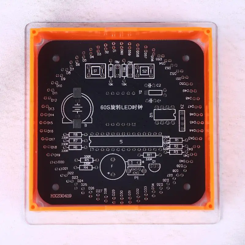 DIY Rotating LED Electronic Digital Clock Kit Light Controlled Temperature Display LED Digital Time Display Soldering Practice