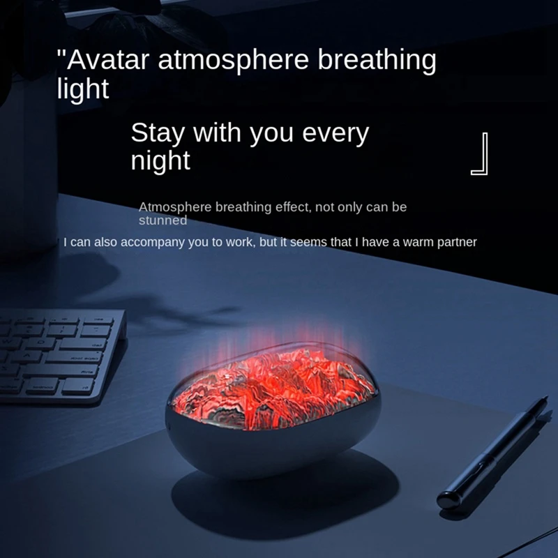 Hand Warmer,New Flame Hand Warmer,Dynamic Charcoal Fire Atmosphere Light,Hand Warmers Rechargeable,White Easy Install