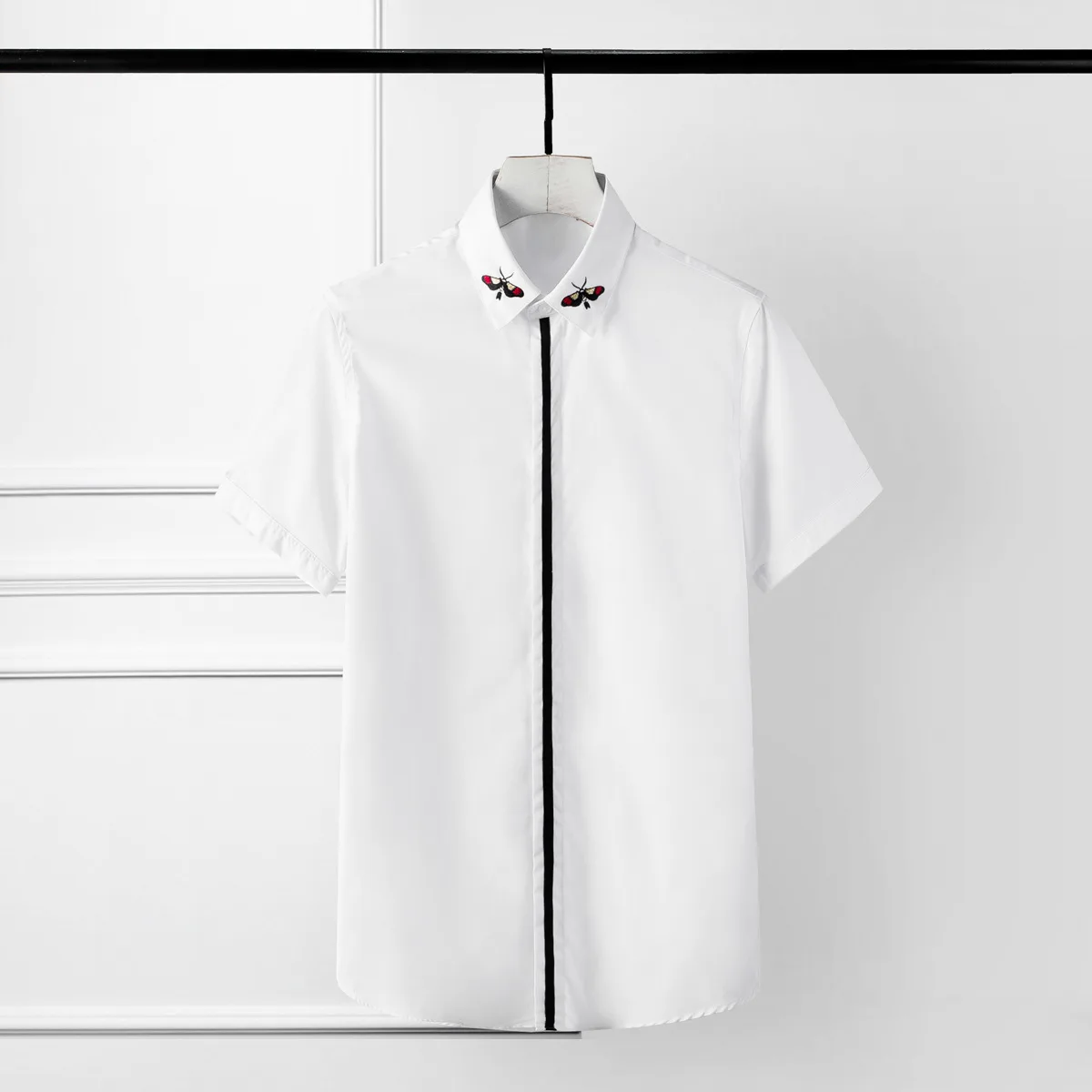 

High Quality Luxury Jewelry Summer Short Sleeve T-Shirt Men'S Straight Type Casual British Style Youth Men'S Shirt