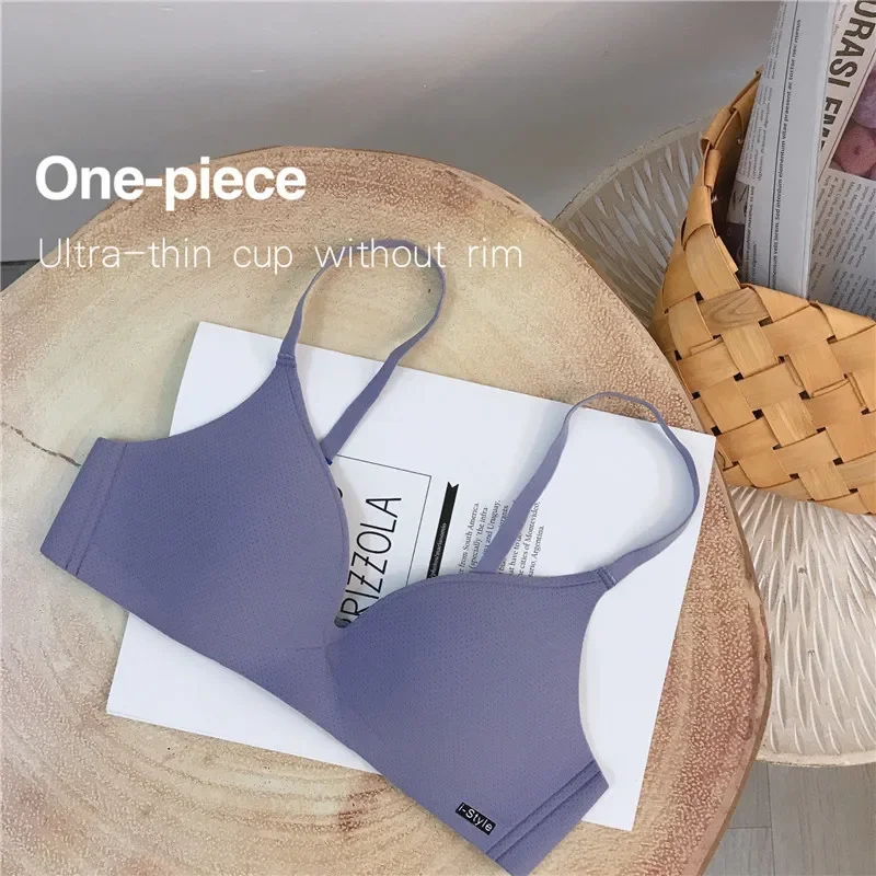Glossy Gathered Wireless Bra For Small Chest Large Size Support_voghion.com