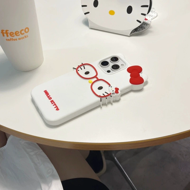 Charming KT Cat Glasses Silicone Soft Phone Case Cover