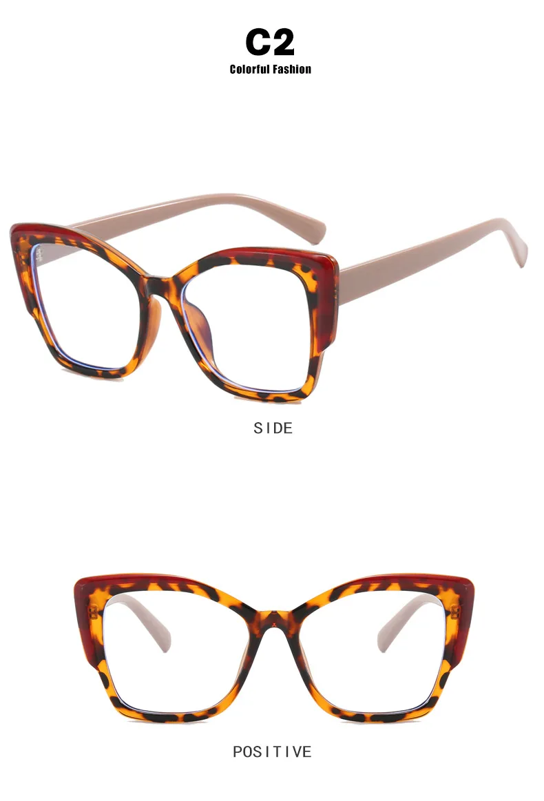 TR90 Trendy Luxus Cat Eye Großen Rahmen Anti Blaues Licht Gläser Frauen Männer Marke Designer Optische Brillen Für Büro Arbeit О www – Detail 7