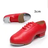 Tap Dance Shoes For Women Soft Soled Lace Up Oxford Cloth Genuine Leather Shoes Woman Girl Sports Step Sneakers Resounding Sound 1