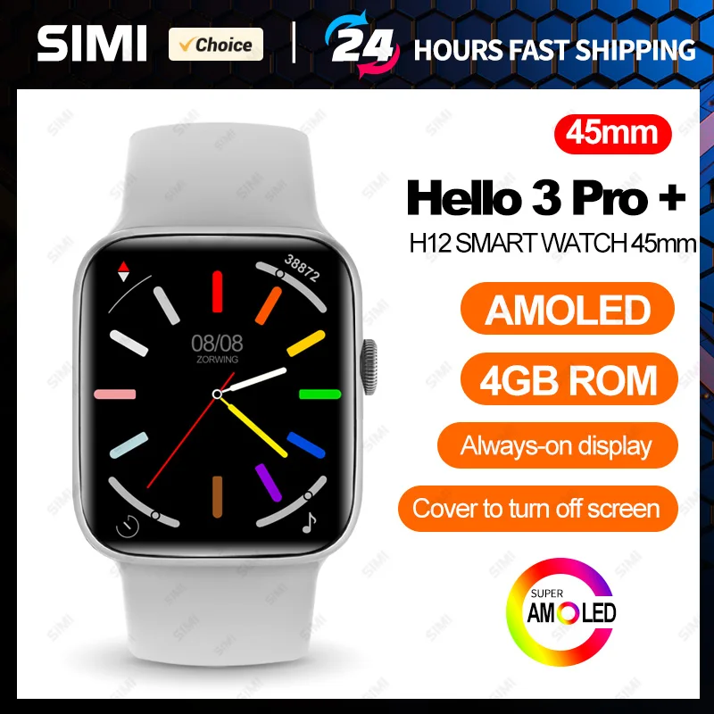 Hello 3 Pro Plus AMOLED 스마트 워치 남녀공용, 나침반 NFC 스마트워치 시리즈 9, 4GB ROM, 항상 켜짐 디스플레이, 스포츠 워치 H12 Pro + 45mm Best5 Hello 3 Pro Plus AMOLED 스마트 워치 남녀공용, 나침반 NFC 스마트워치 시리즈 9, 4GB ROM, 항상 켜짐 디스플레이, 스포츠 워치 H12 Pro + 45mm Best5