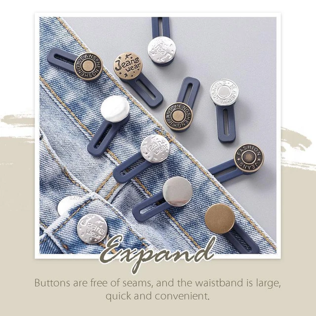 Button Extender For Pants Waist Adjustable Waist Extender Metal Button  Elastic Collar Extender For Jeans Skirt Pants 10 Pack