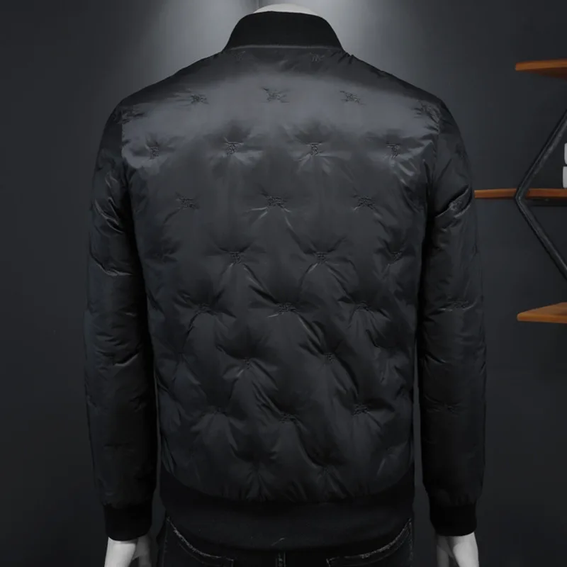 2024 Round Neck Bright Duck Down Jacket Men Clothes Down Winter Men Streetwear Thickened Warm Short Jacket Mens Black Outerwear