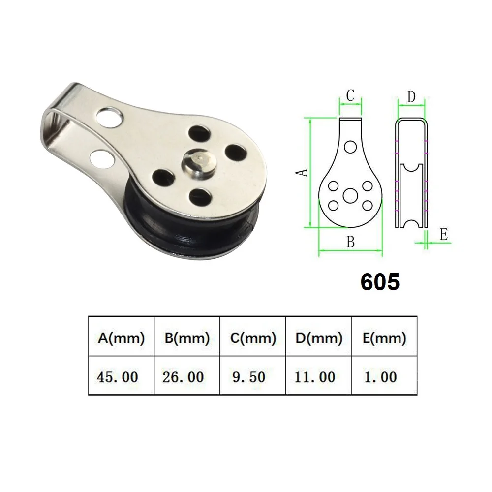 Timing Pulley 5PCS 316 Stainless Steel 60mm Wire Rope Crane Pulley Block For 2mm To 8mm Rope