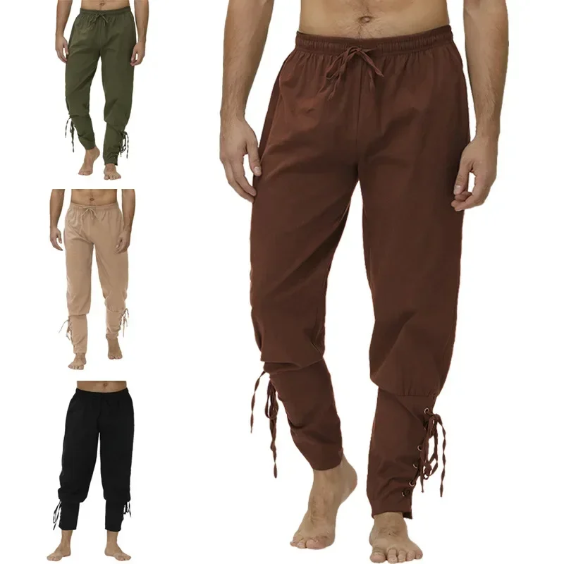 Pirate Pant Viking Costume for Men Renaissance Medieval Pants Drawstring Shorts Halloween Costume Adult Cosplay men trousers