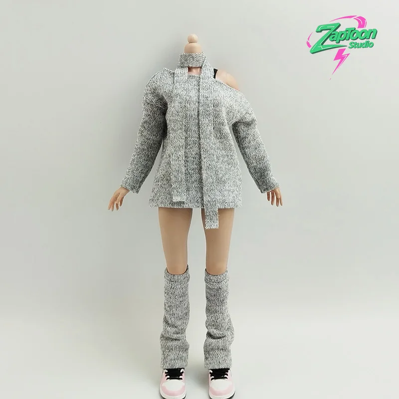 1/6 Scale Sexy Off Shoulder Oversize Jumpers for 12-inch Action Figures BJD Loose Pullover Long Sleeve T Shirt Action Outfit