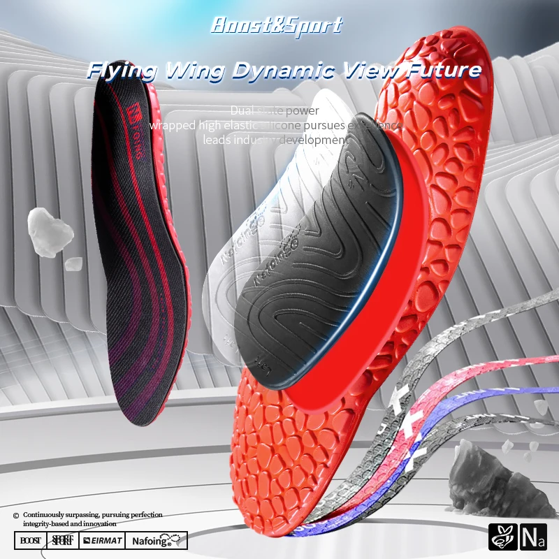 1 Pair Anti Slip Embedded Running Insoles-Comfortable Light High Elastic Air Cushion, Shock Absorption Insoles for Men Women